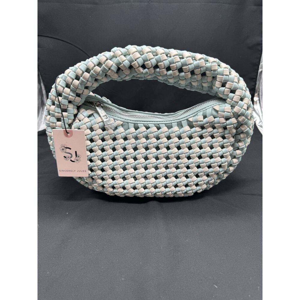 Woven Handbag Satchel Bag Casual Sincerely Jules Teal NWT